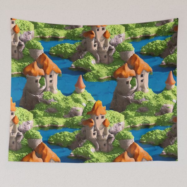 Item preview, Clay Castle Landscape - Seamless Pattern designed and sold by Chubuter.