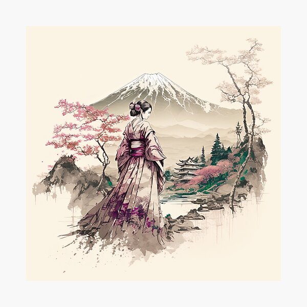 Item preview, Floral Mountains, Japan designed and sold by BellasArtStudio.
