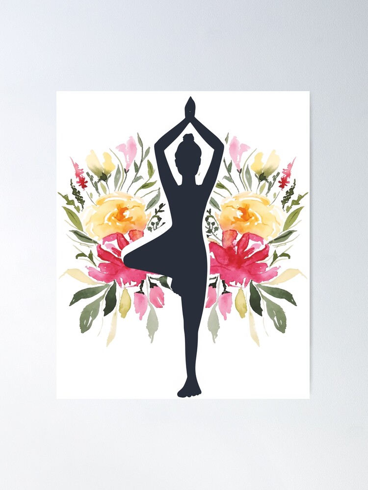 Illustration of Woman Doing Yoga Pose on Poster Design for