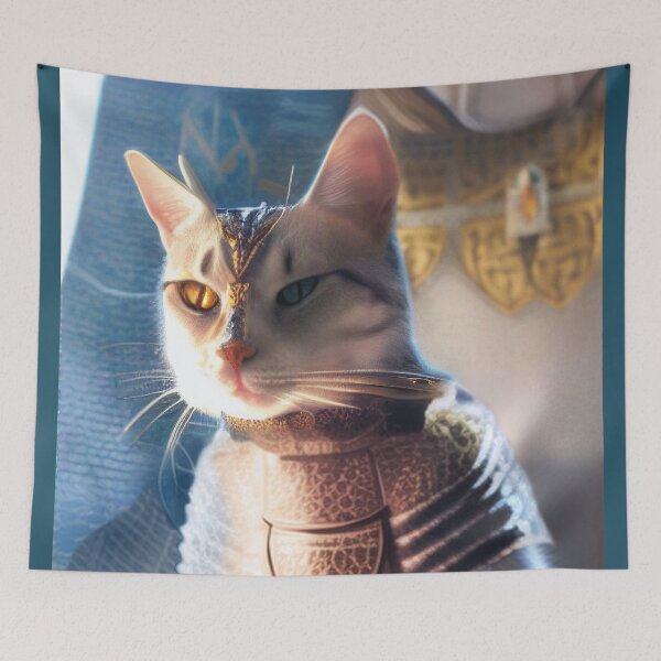 Item preview, Fantasy cat princess on armor, AI art designed and sold by Dendros-Studio.