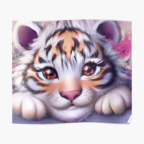 Cute Baby Tiger Cub on Brown Poster for Sale by jeff bartels