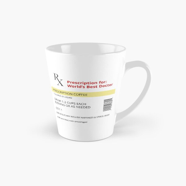 Aperçu de l'œuvre Tasse à café fantaisie RX - Tasse à café humoristique avec ordonnance - Meilleur médecin du monde - Amoureux du café créée et vendue par GorjoDesigns.