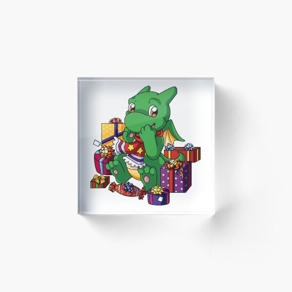 Christmas Dragon with Gifts Acrylic Block