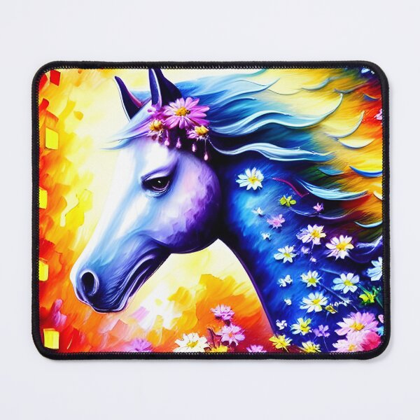 Aperçu de l'œuvre Cheval dans un champ de fleurs aux couleurs éclatantes créée et vendue par Nitram1990.