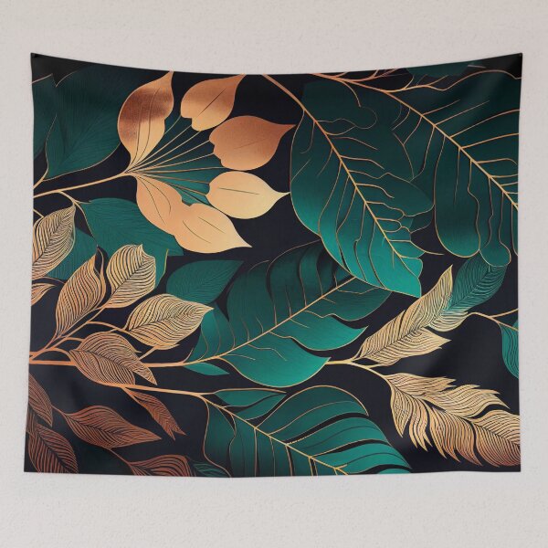 Item preview, "Raelynn" - Luxury Flowers Abstract Pattern in Gold, Silver, Green, Black designed and sold by HiArtify ❤️.