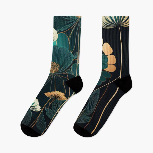 Item preview, "Ayla" - Luxury Flowers Abstract Pattern in Gold, Silver, Green, Black designed and sold by HiArtify ❤️.
