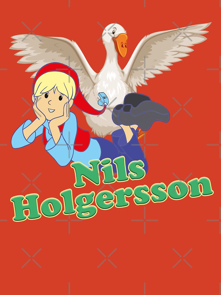 The little gnome Nils Holgersson flies with the wild geese and hamster  Krümel and has great adventures Essential T-Shirt by Mauswohn