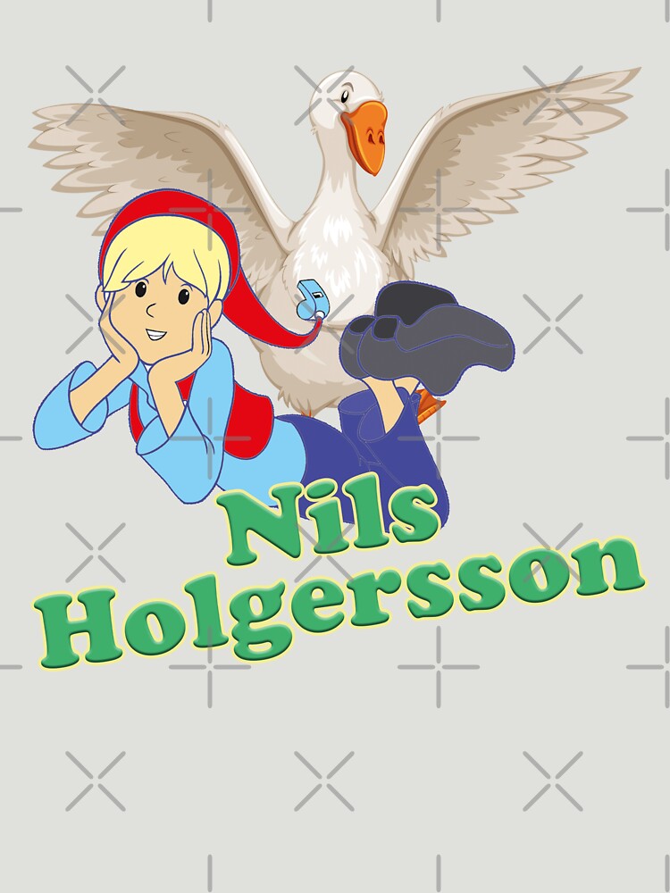 The little gnome Nils Holgersson flies with the wild geese and hamster  Krümel and has great adventures Essential T-Shirt by Mauswohn