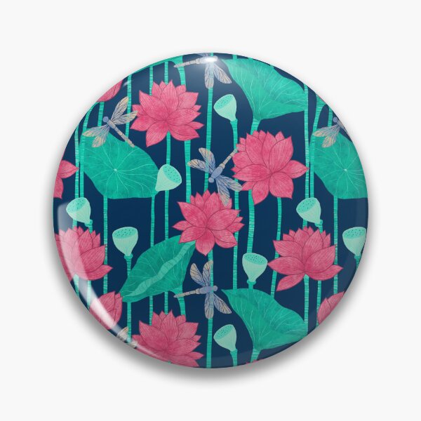 Item preview, Lotus and Dragonflies Floral Pattern designed and sold by Artsychoke.