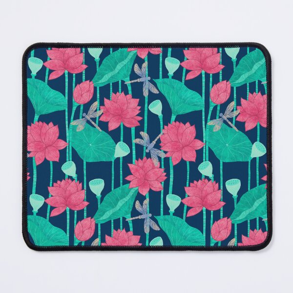 Item preview, Lotus and Dragonflies Floral Pattern designed and sold by Artsychoke.