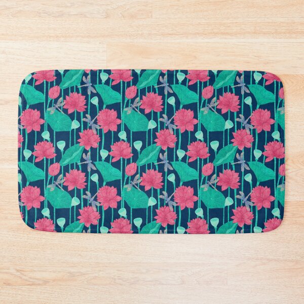 Item preview, Lotus and Dragonflies Floral Pattern designed and sold by Artsychoke.