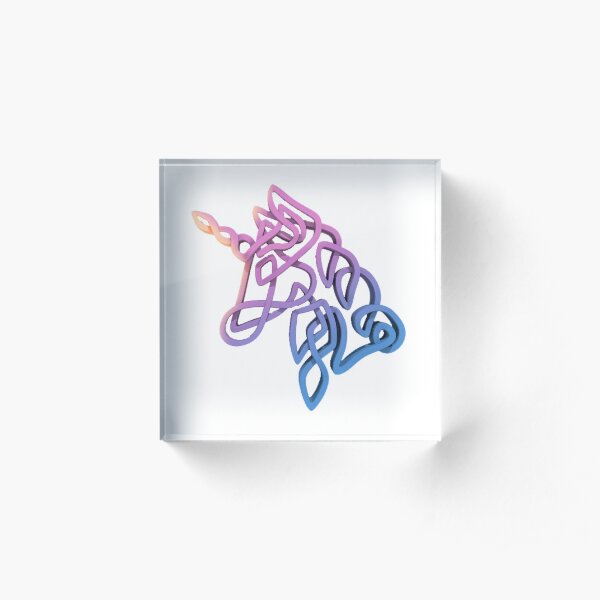Rainbow Knotted Unicorn Head Acrylic Block