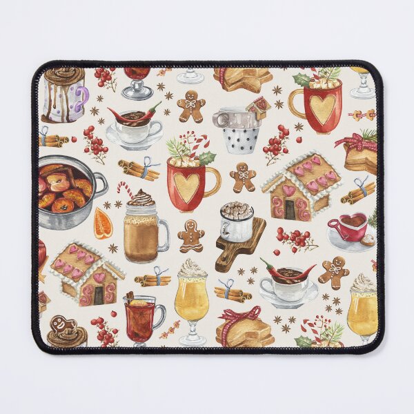 Item preview, Festive Winter Drinks and Desserts Watercolor Pattern designed and sold by CrossVersion.