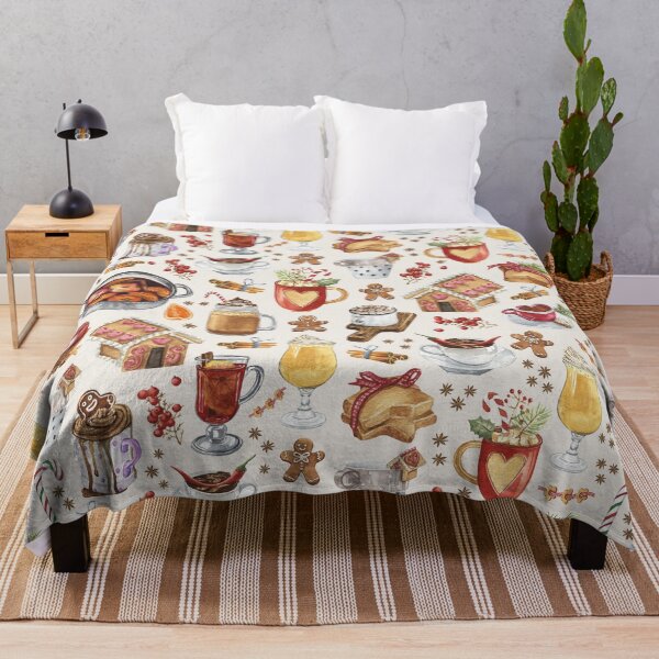Item preview, Festive Winter Drinks and Desserts Watercolor Pattern designed and sold by CrossVersion.