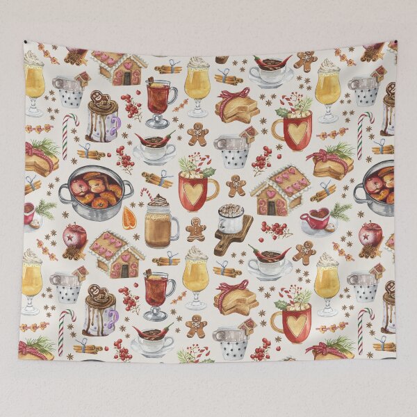 Item preview, Festive Winter Drinks and Desserts Watercolor Pattern designed and sold by CrossVersion.