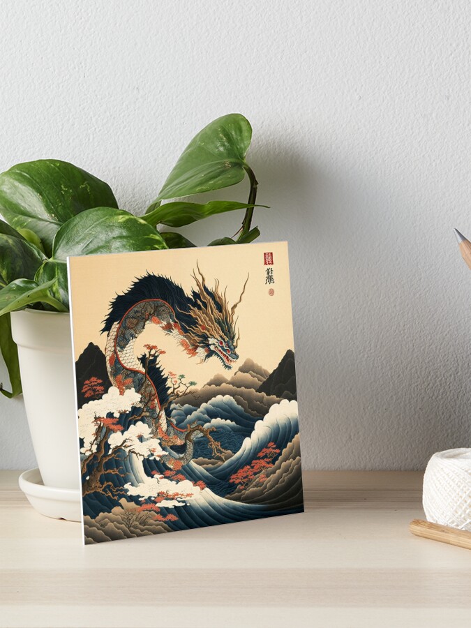 Japanese painting Chinese dragon Art Board Print by Tho0mX