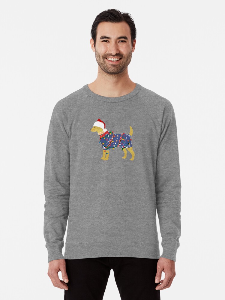 Golden Retriever Ugly Christmas Sweater Lightweight Sweatshirt By Emrdesigns Redbubble