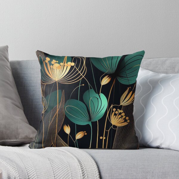 Artikelvorschau, "Eden" - Abstraktes Luxusblumenmuster in Gold, Silber, Grün, Schwarz entworfen und verkauft von HiArtify ❤️.