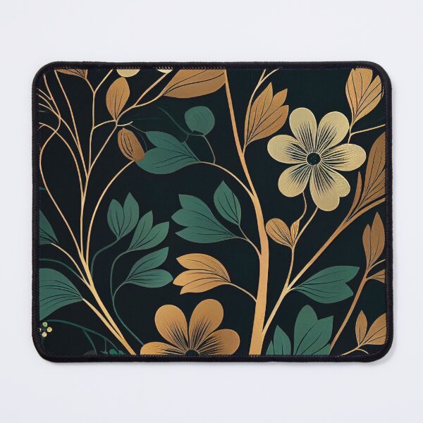 Item preview, "Mackenzie" - Luxury Flowers Abstract Pattern in Gold, Silver, Green, Black designed and sold by HiArtify ❤️.
