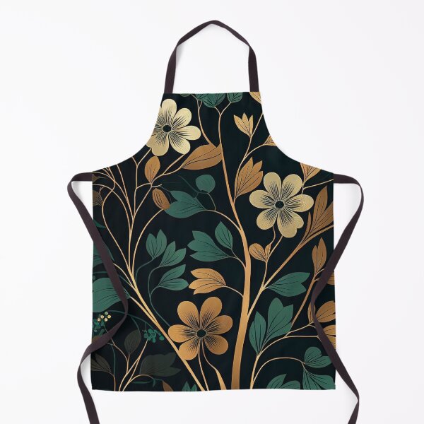 Item preview, "Mackenzie" - Luxury Flowers Abstract Pattern in Gold, Silver, Green, Black designed and sold by HiArtify ❤️.