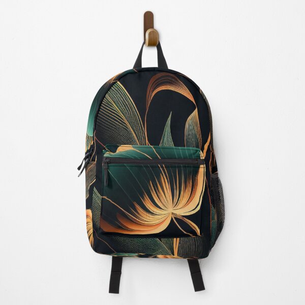 Aperçu de l'œuvre "Maeve" - Motif abstrait de fleurs de luxe en or, argent, vert, noir créée et vendue par HiArtify ❤️.