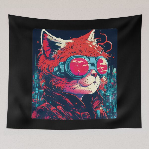 Item preview, Cyberpunk neon cat #5 designed and sold by PhiloSophyEye.