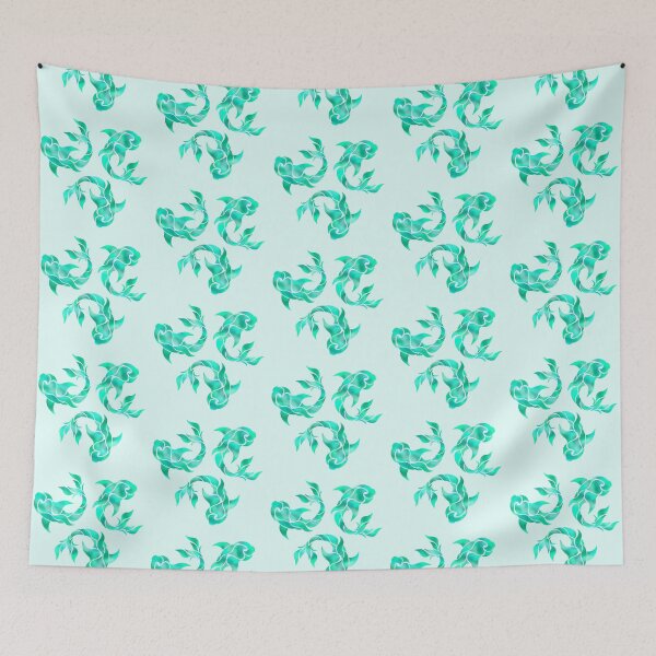 Aperçu de l'œuvre 3 poissons tribaux turquoise créée et vendue par octo-PS.