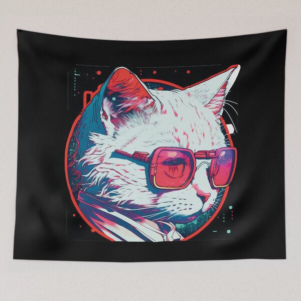Item preview, Cyberpunk neon cat #6 designed and sold by PhiloSophyEye.