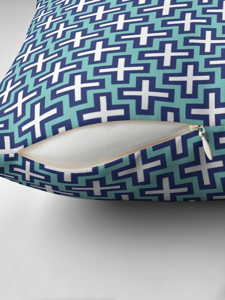 Thumbnail 2 of 4, Pillow, Dark blue and white crosses designed and sold by petitspixels.