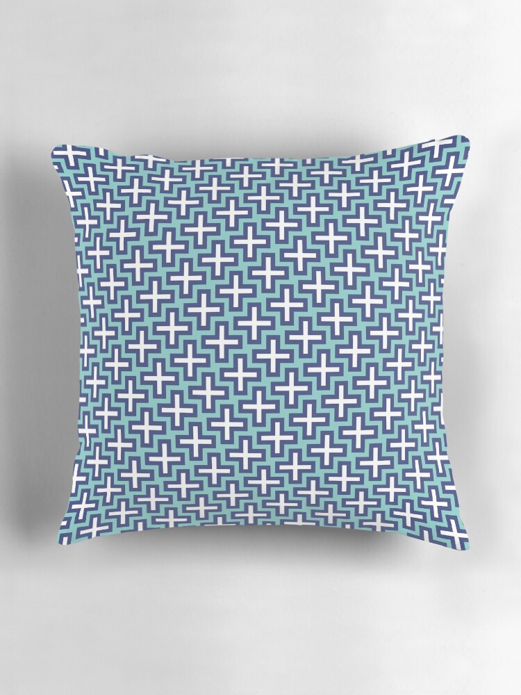 Thumbnail 3 of 4, Pillow, Dark blue and white crosses designed and sold by petitspixels.