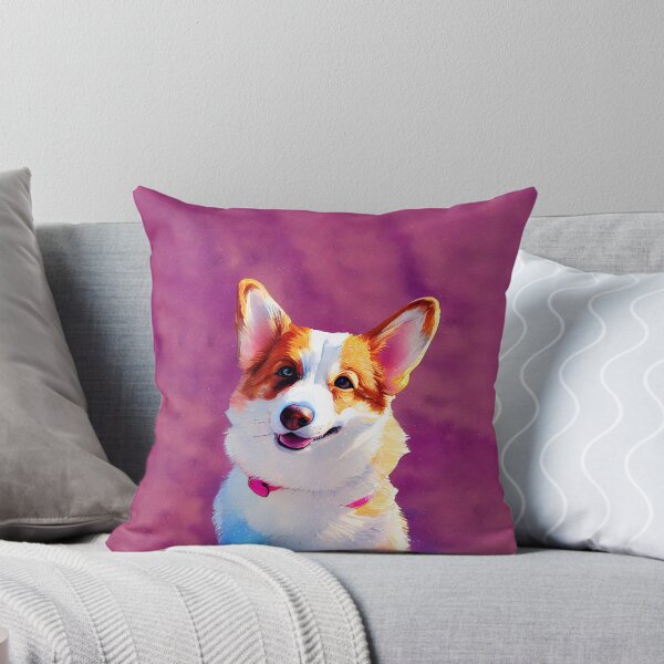 Item preview, Watercolor portrait of Pembroke Welsh Corgi dog designed and sold by AppleElf.