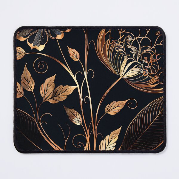 Item preview, "Josie" - Luxury Flowers Abstract Pattern in Gold, Silver, Black designed and sold by HiArtify ❤️.