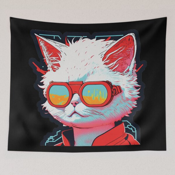 Item preview, Cyberpunk neon cat #8 designed and sold by PhiloSophyEye.