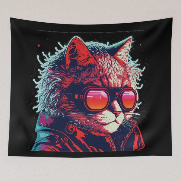Item preview, Cyberpunk neon cat #9 designed and sold by PhiloSophyEye.