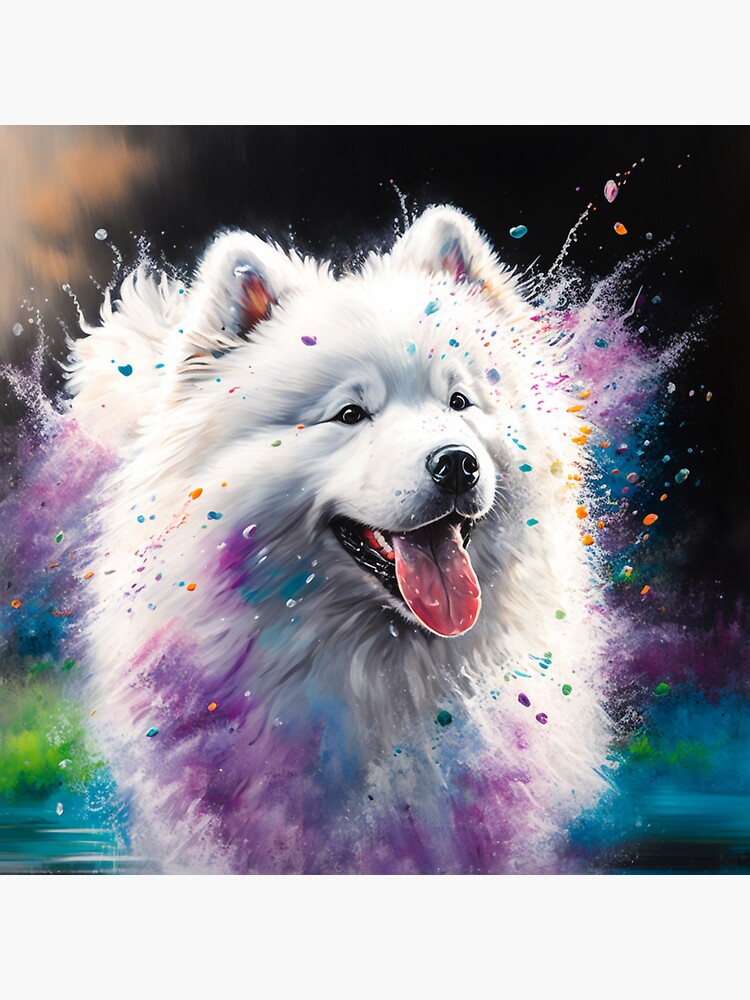 Samoyed Dog Synesthetic Splash Painting | Sticker