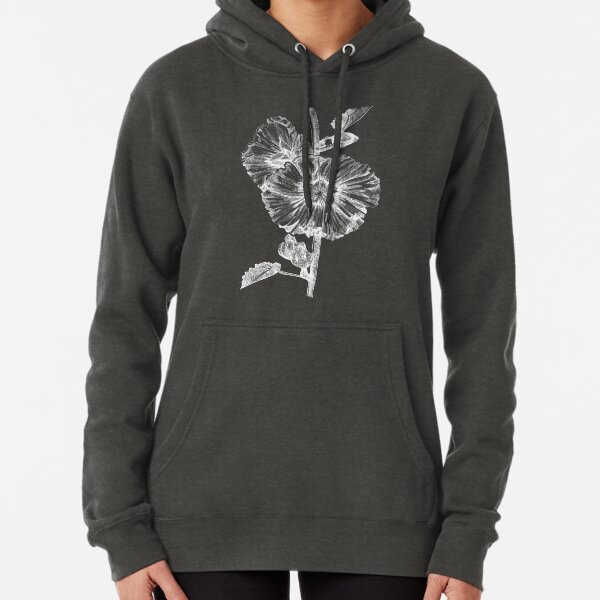 Ink - Hollyhock in White Pullover Hoodie