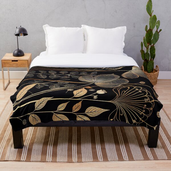 Item preview, "Cecilia" - Luxury Flowers Abstract Pattern in Gold, Silver, Black designed and sold by HiArtify ❤️.