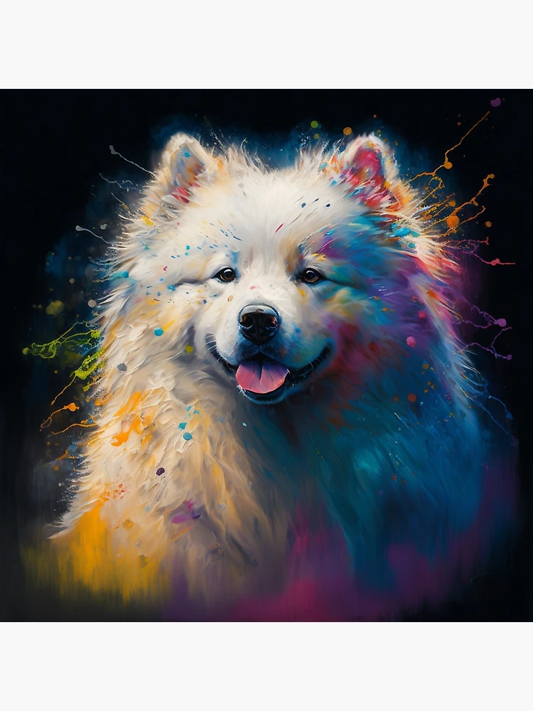 Samoyed Dog Synesthetic Splash Painting Artwork