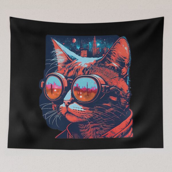 Item preview, Cyberpunk neon cat #10 designed and sold by PhiloSophyEye.