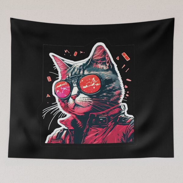 Item preview, Cyberpunk neon cat #12 designed and sold by PhiloSophyEye.
