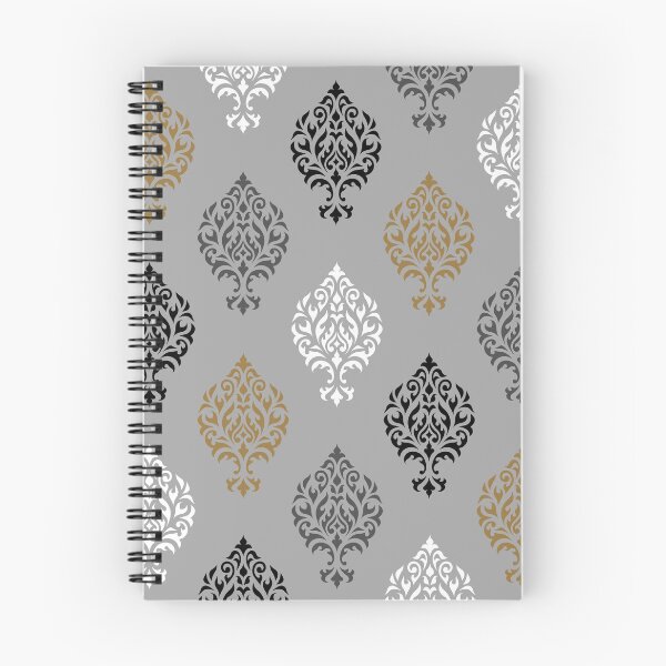 Item preview, Orna Damask Pattern BW Grays Gold designed and sold by NataliePaskell.