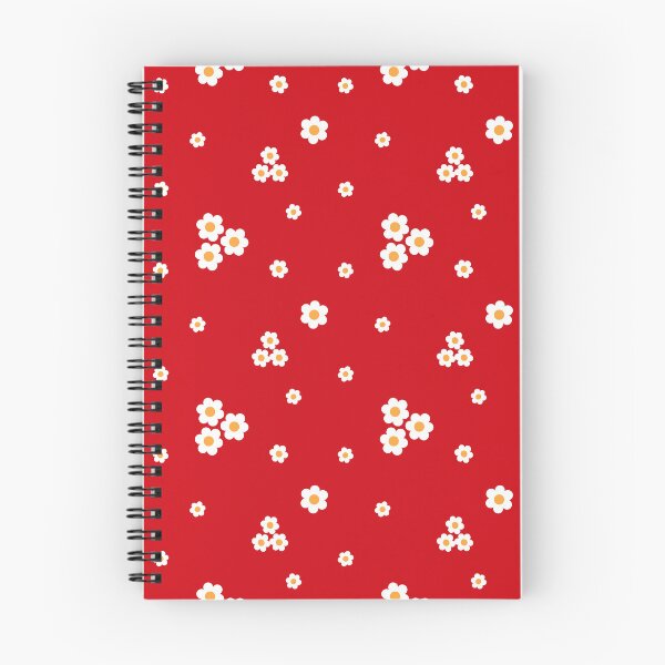 Item preview, Simple White flowers (Chamomile) repeat pattern in red background designed and sold by HariniArts.