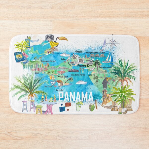 Item preview, Panama Illustrated Travel Map with Tourist Highlights and Panamericana designed and sold by artshop77.
