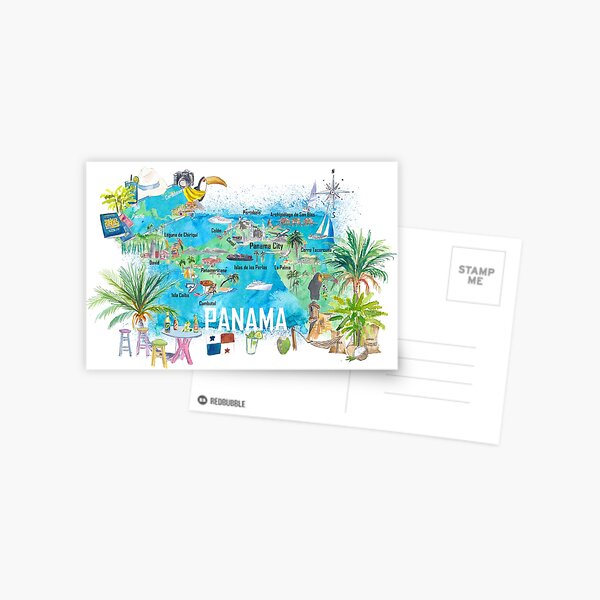 Item preview, Panama Illustrated Travel Map with Tourist Highlights and Panamericana designed and sold by artshop77.