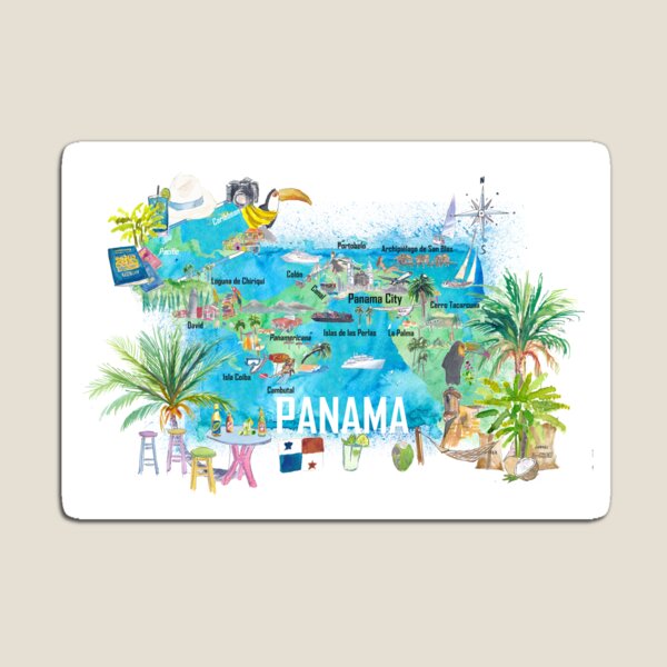 Item preview, Panama Illustrated Travel Map with Tourist Highlights and Panamericana designed and sold by artshop77.