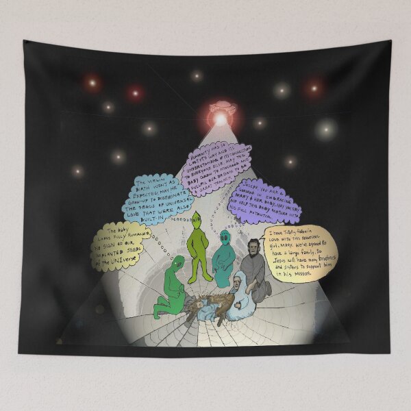 Item preview, 3 E.T. wise men visit Bethlehem in a Starship from the east designed and sold by James Lewis Hamilton.