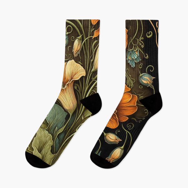 Item preview, Florally Orange and Yellow Trumpets - Art Nouveau designed and sold by Patternifico.