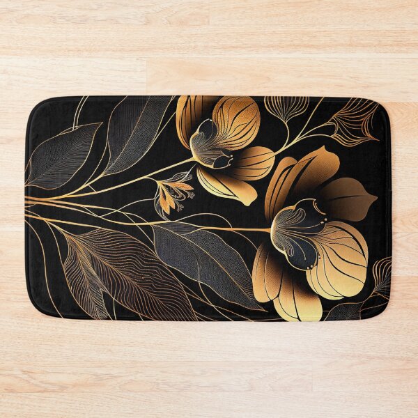Item preview, "Sloane" - Luxury Flowers Abstract Pattern in Gold, Silver, Black designed and sold by HiArtify ❤️.