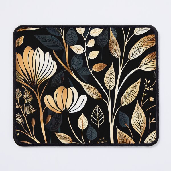 Item preview, "Amara" - Luxury Flowers Abstract Pattern in Gold, Silver, Black designed and sold by HiArtify ❤️.