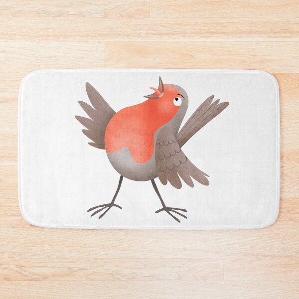 Item preview, Cute singing robin bird cartoon illustration designed and sold by FrogFactory.